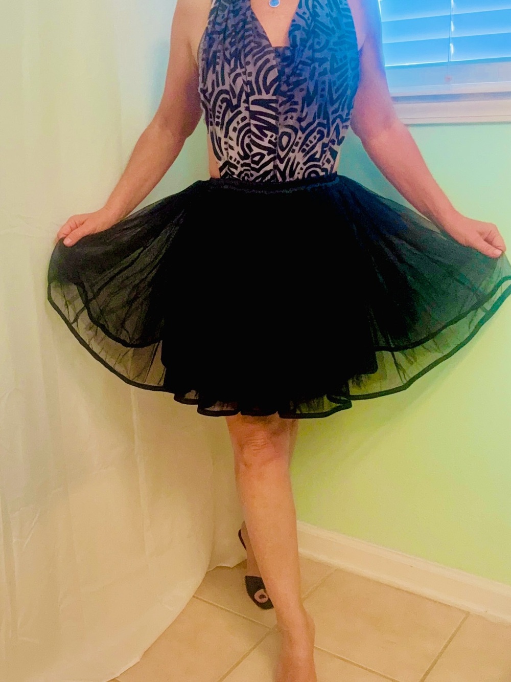 UNISEX Skirt Black Tulle Party Skater Full Dance Midi Tutu Crinoline  Costume OS